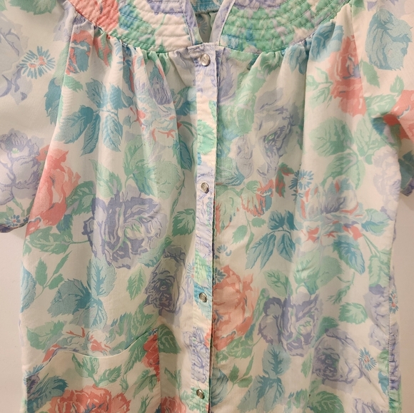 Smart Time Vtg Floral Snap Size S Short Sleeve Pajamas Nightgown #Q332 - Picture 2 of 7